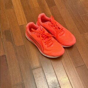 Puma Coral-Red Mesh Lace-Up Sneakers